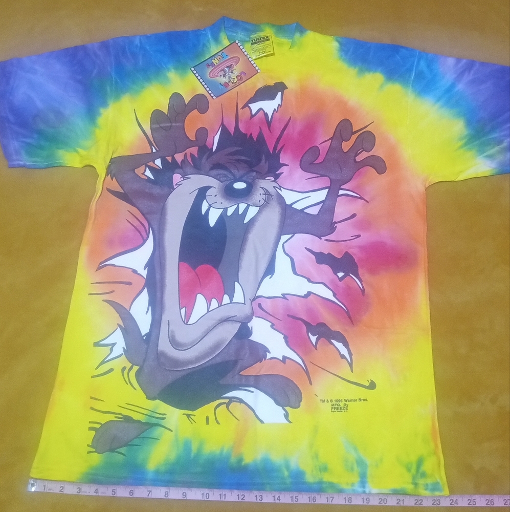Tultex Vintage 1995 Tasmanian Devil Tye-Dye Shirt Xlarge Deadstock NWT